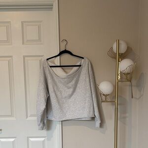 Hollister Light Gray Fleece Off- Shoulder Sweatshirt